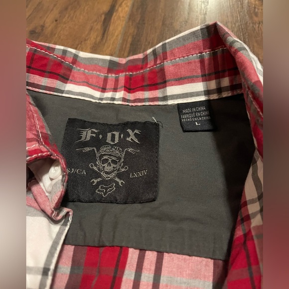 Fox racing casual button down short sleeve red plaid dress shirt Large motocross - Picture 4 of 6